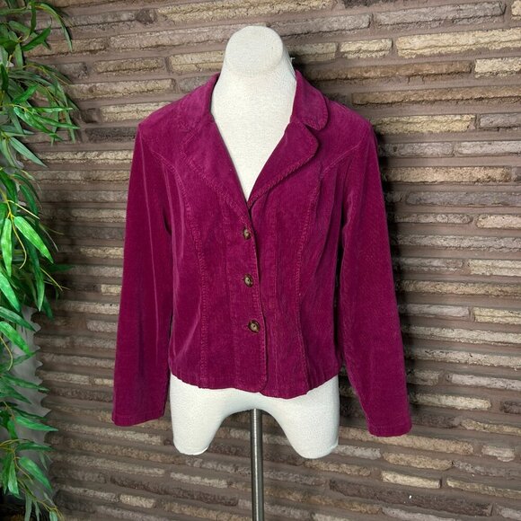 Cut Loose Deep Fuchsia Stretch Corduroy Casual Jacket Size Small - Picture 6 of 11